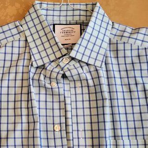 Charles Tyrwhitt blue checkered button up shirt